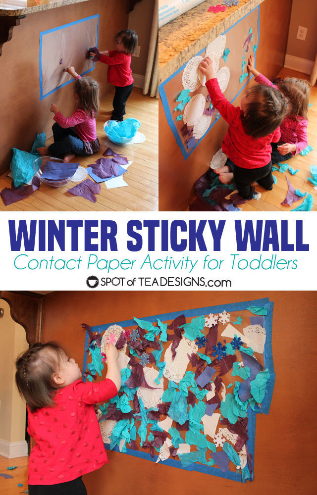 Winter Sticky Wall Contact Paper Activity for Toddlers Spot of Tea